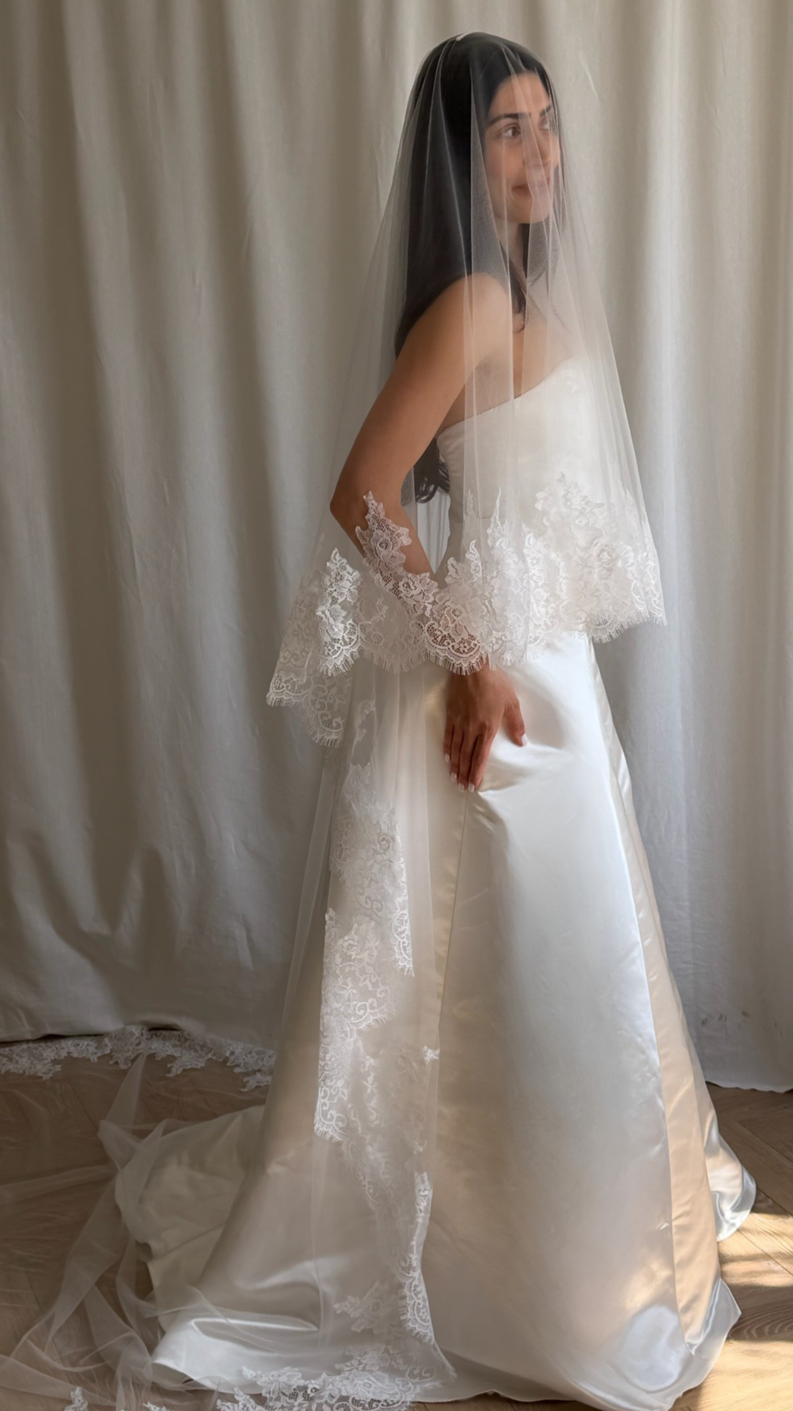 LACE TRIM DROP VEIL (#8004)