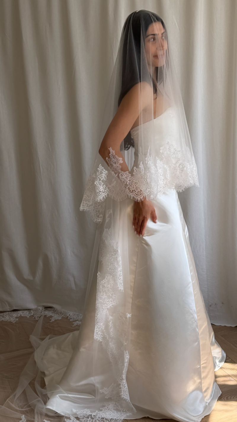 LACE TRIM DROP VEIL (#8004)