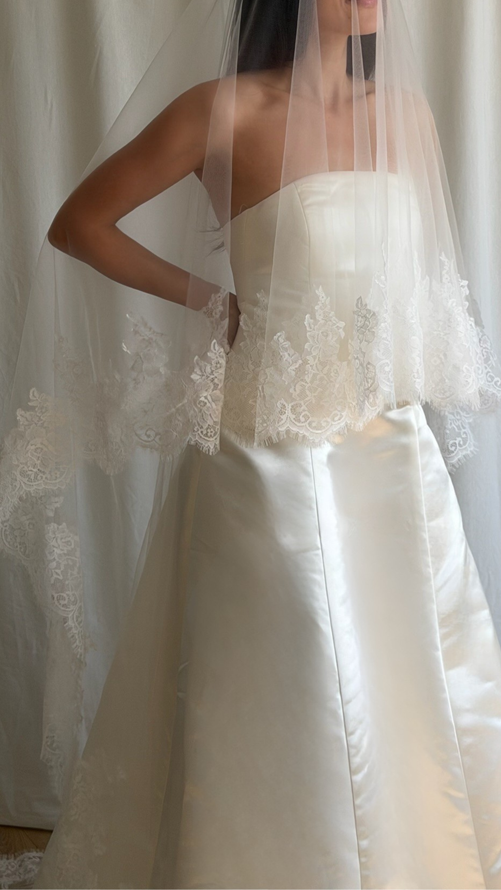LACE TRIM DROP VEIL (#8004)