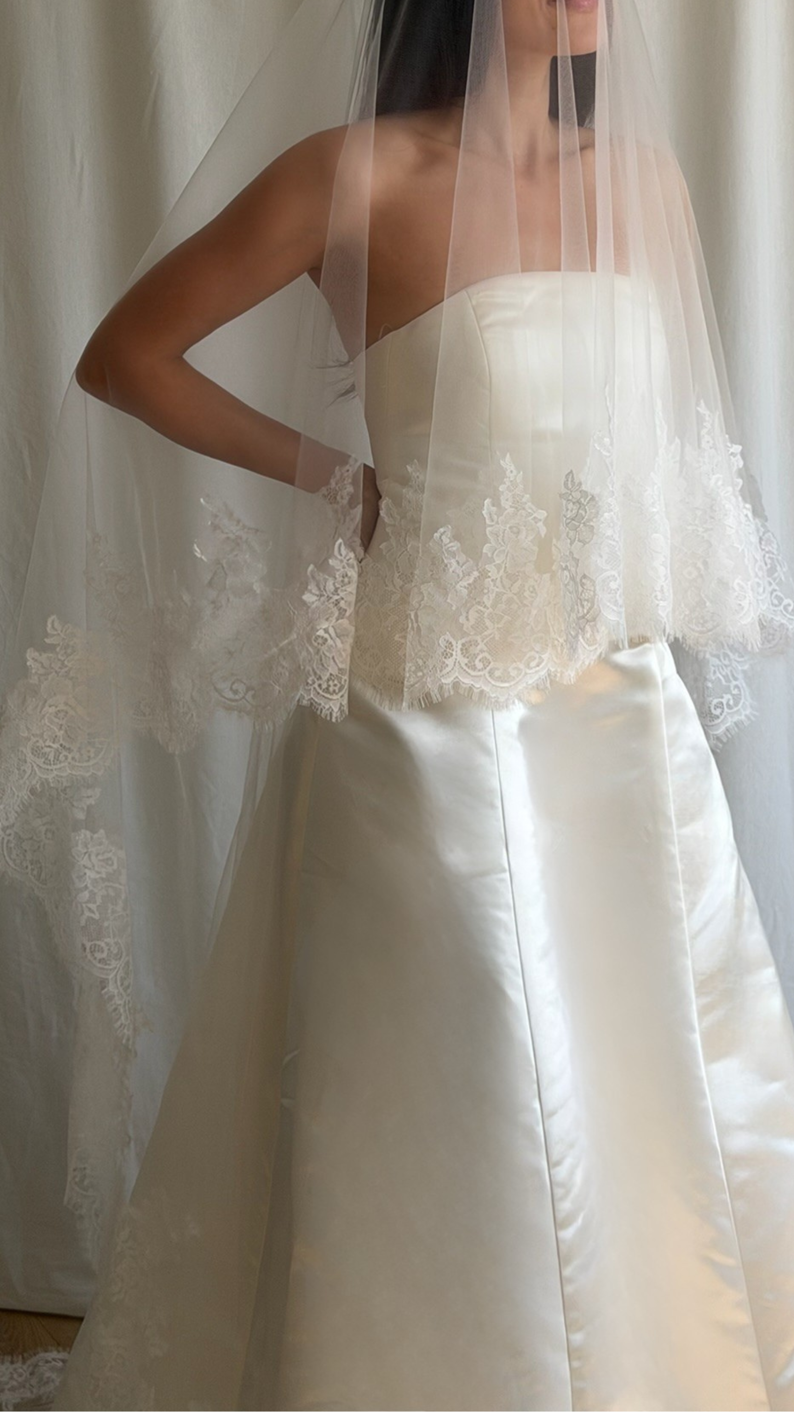 LACE TRIM DROP VEIL (#8004)