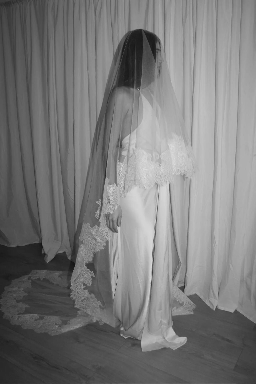 Lace wedding drop veil soft signature tulle bridal accessory