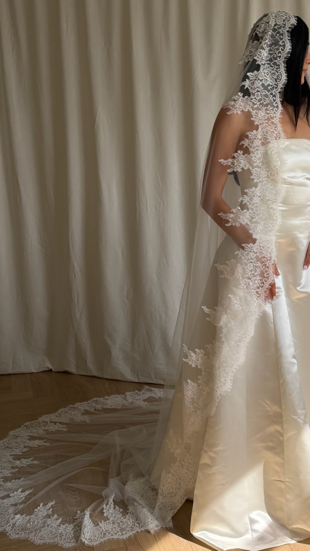 LACE TRIM MANTILLA VEIL (#7004)