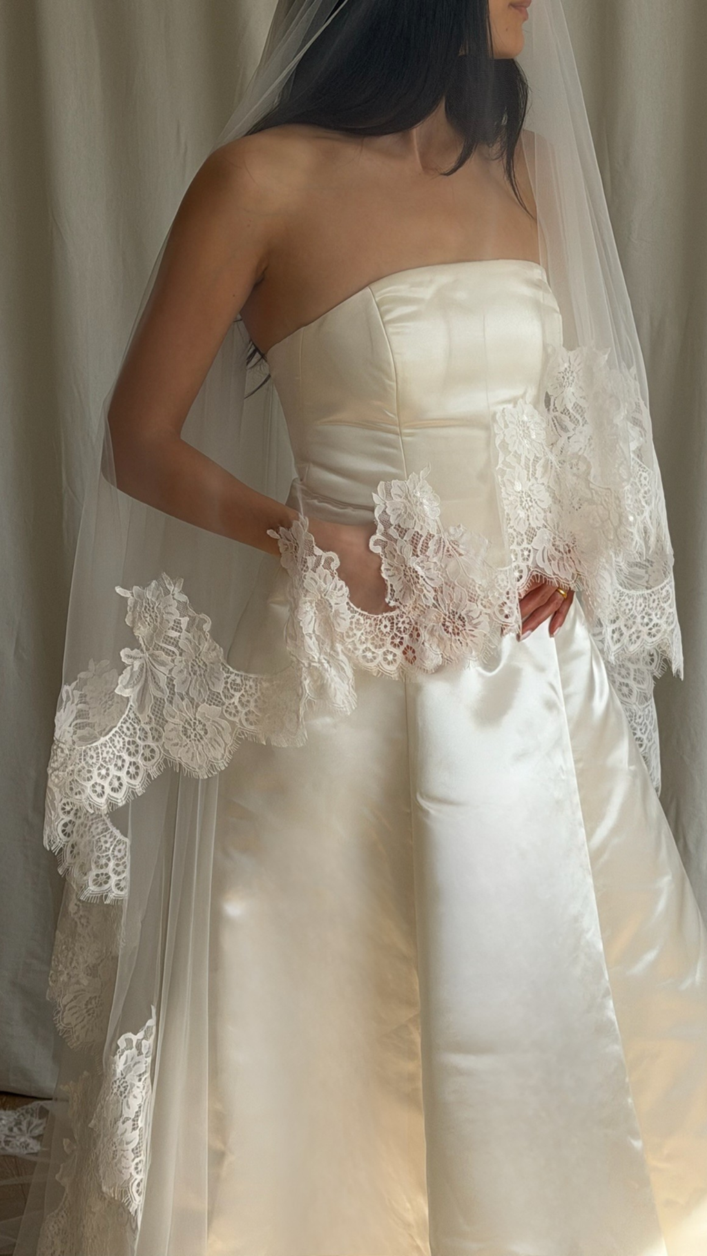 LACE TRIM DROP VEIL (#8006)