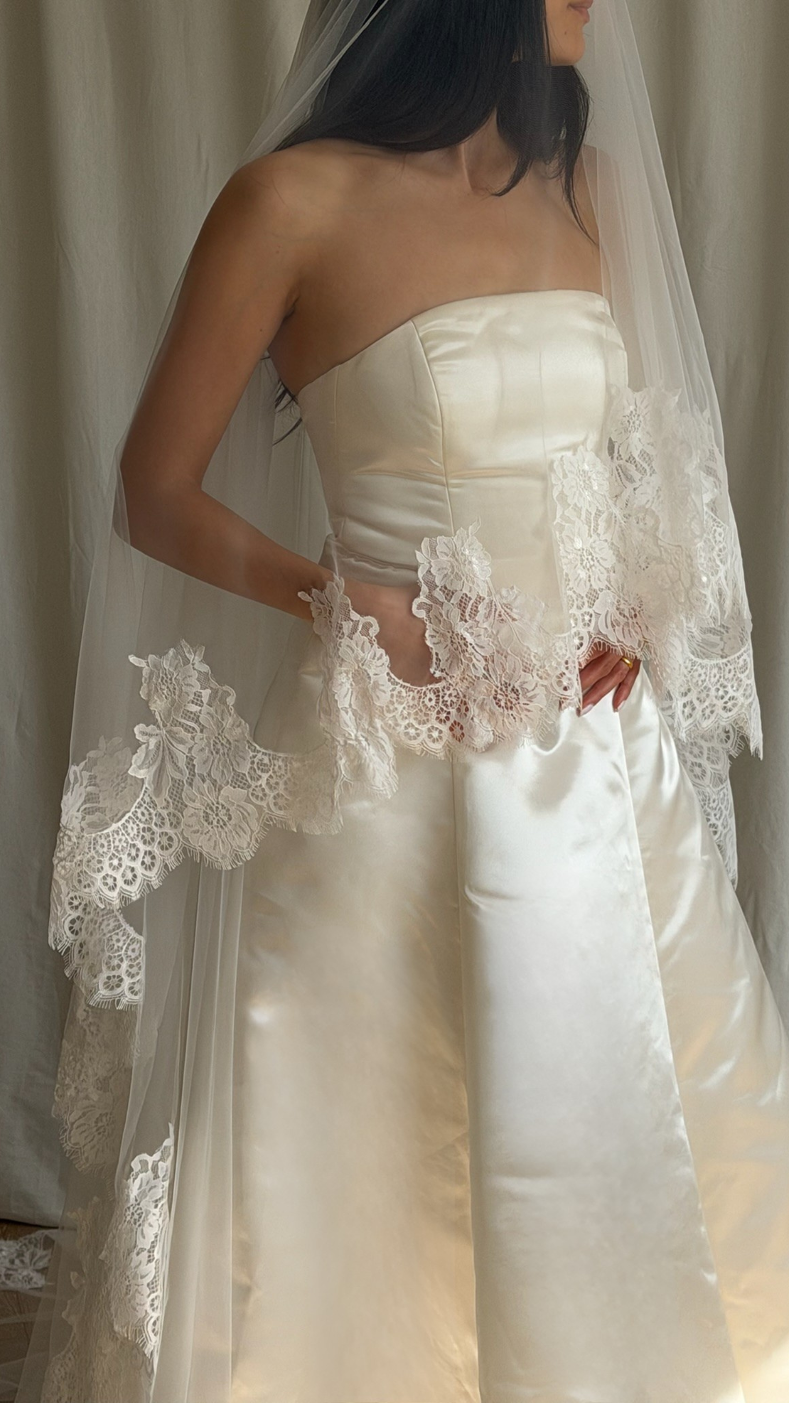 LACE TRIM DROP VEIL (#8006)