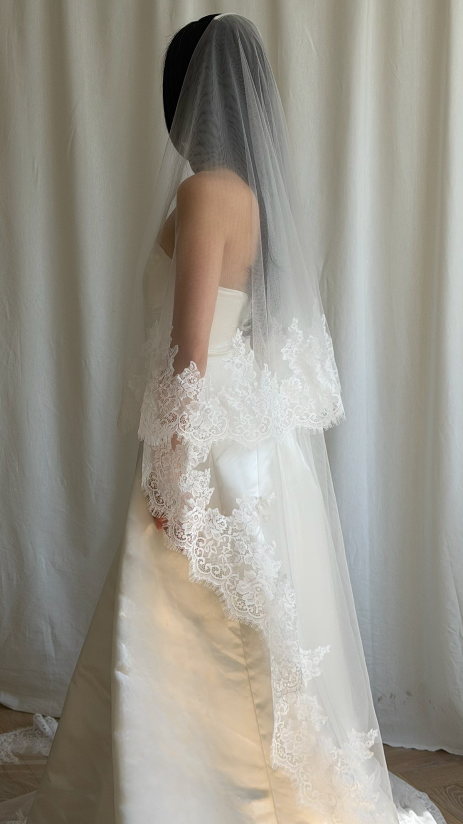 LACE TRIM DROP VEIL (#8004)