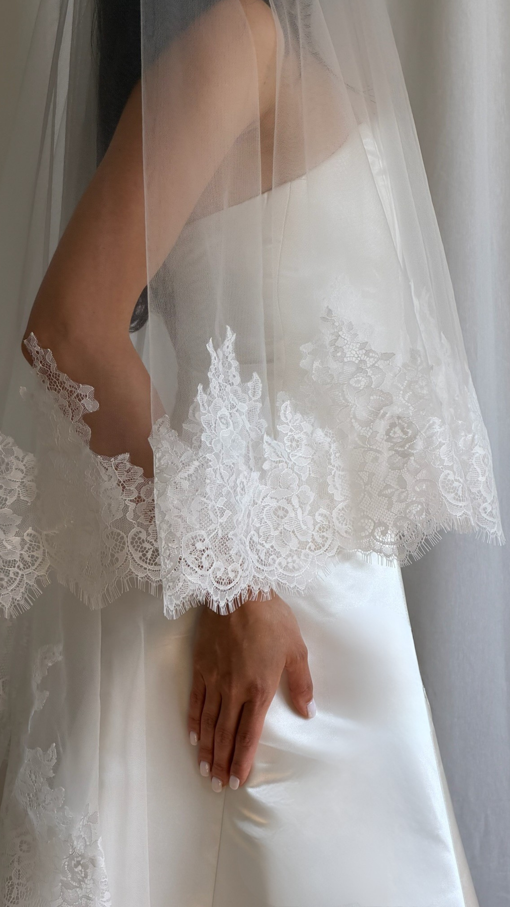 LACE TRIM DROP VEIL (#8004)