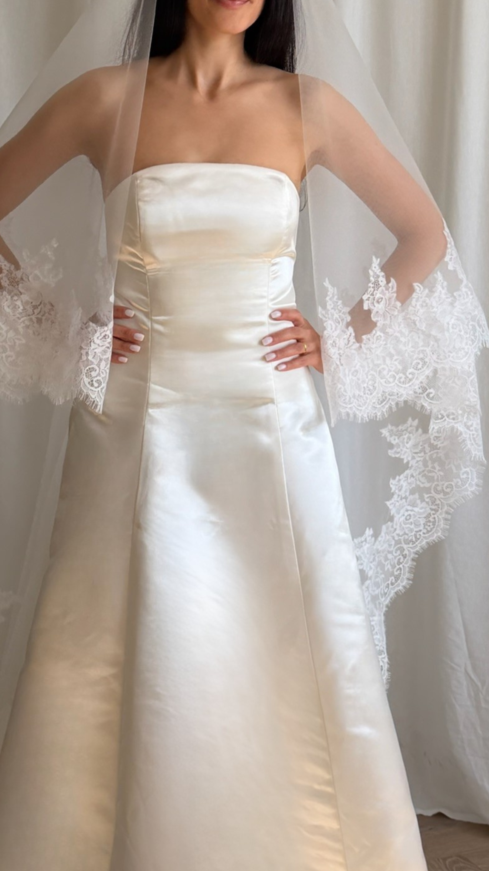 LACE TRIM DROP VEIL (#8004)