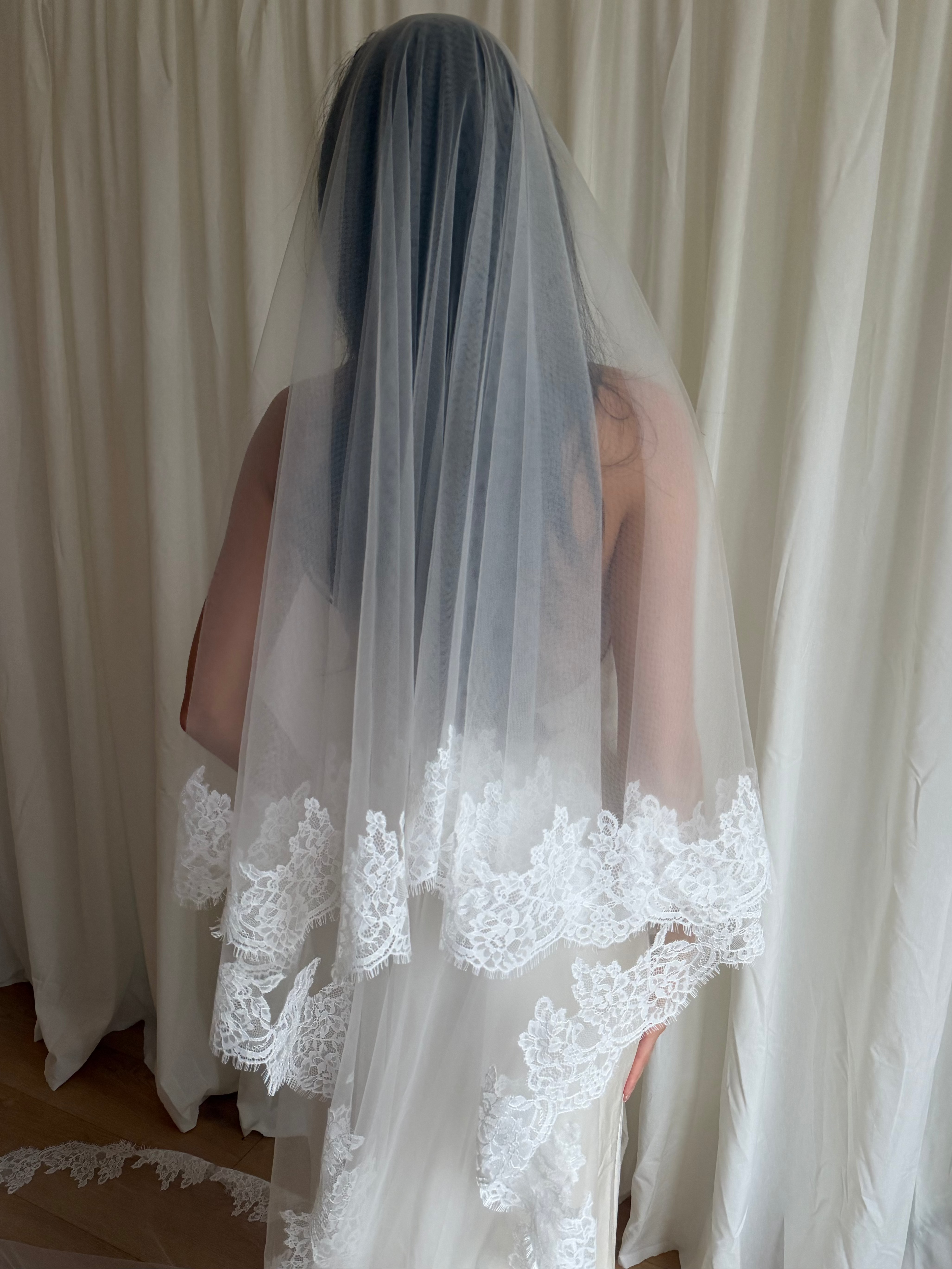 Lace cathedral wedding veil