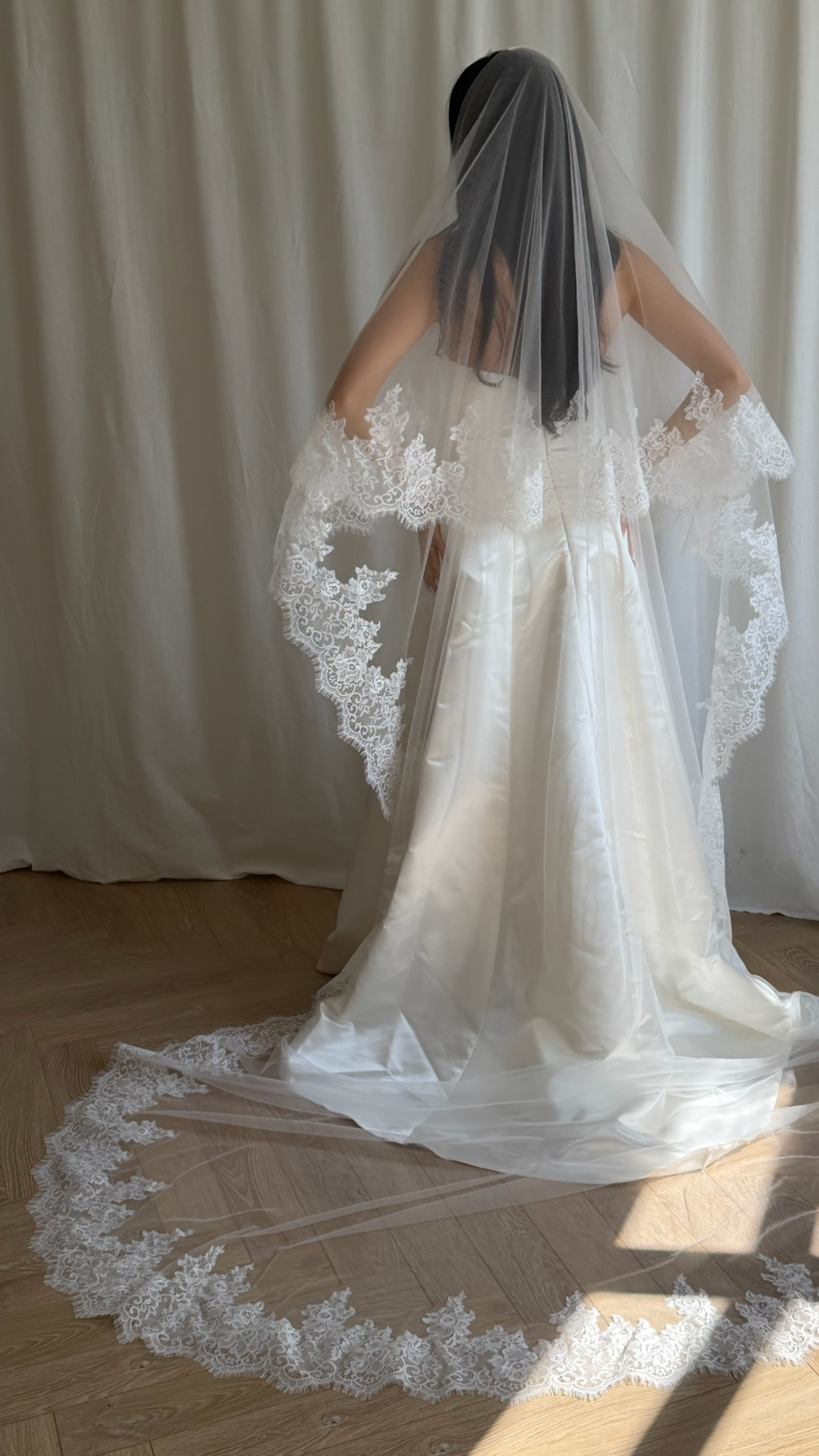 LACE TRIM DROP VEIL (#8004)