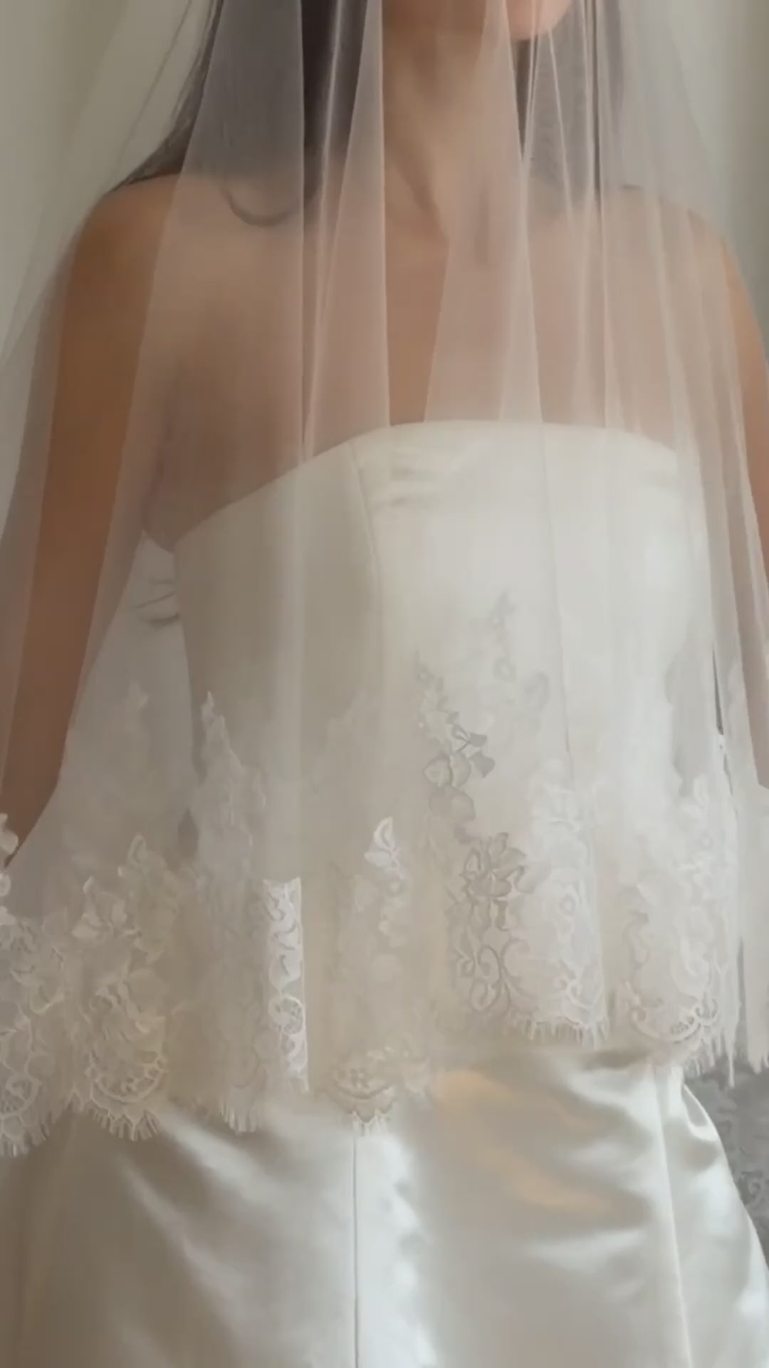 LACE TRIM DROP VEIL (#8004)