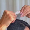 Step-by-step guide showing how to attach a wedding veil using our custom sturdy comb design. The comb ensures a firm grip without damaging your hairstyle, keeping your veil perfectly in place throughout the ceremony and reception.
