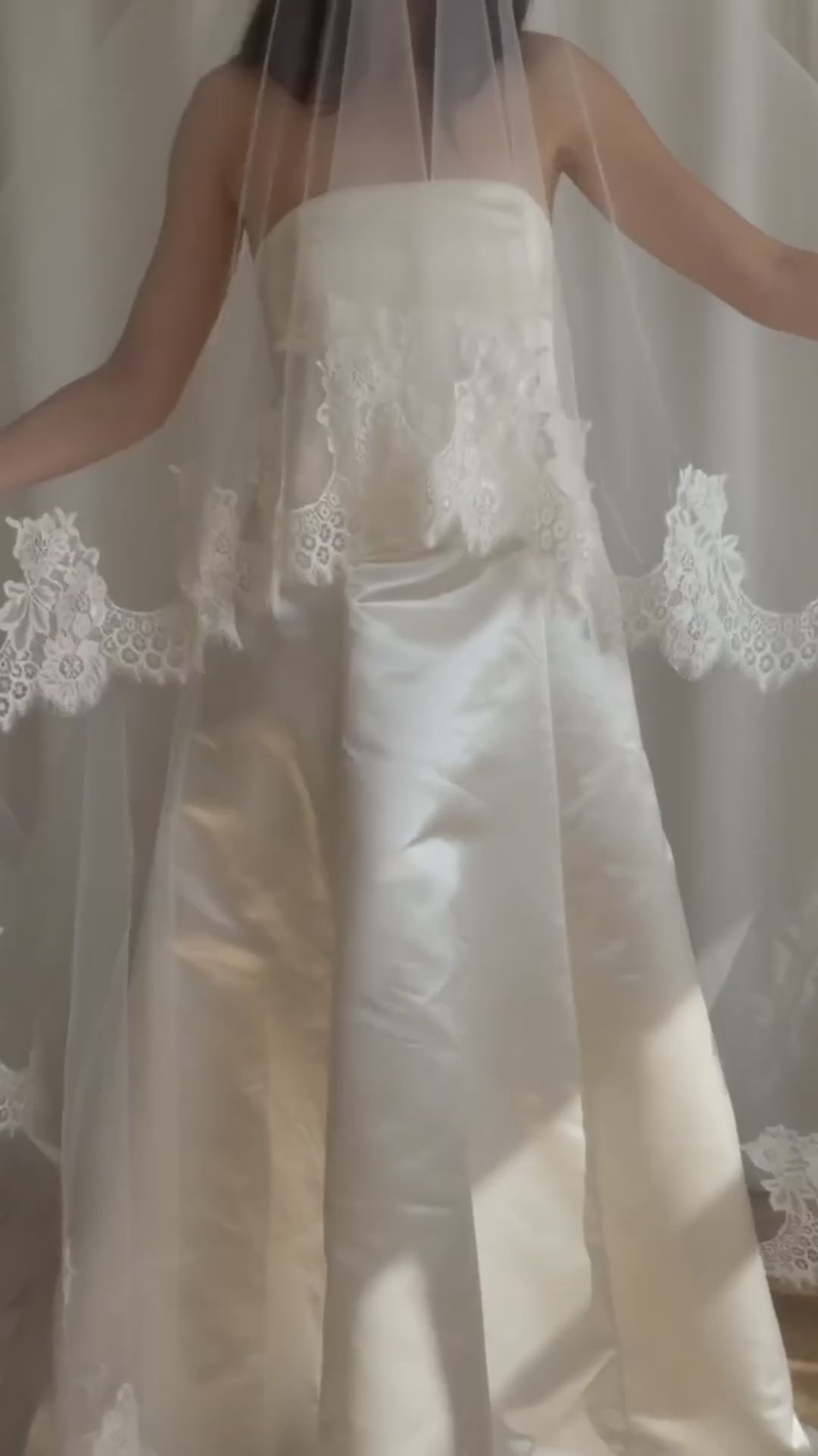 LACE TRIM DROP VEIL (#8006)