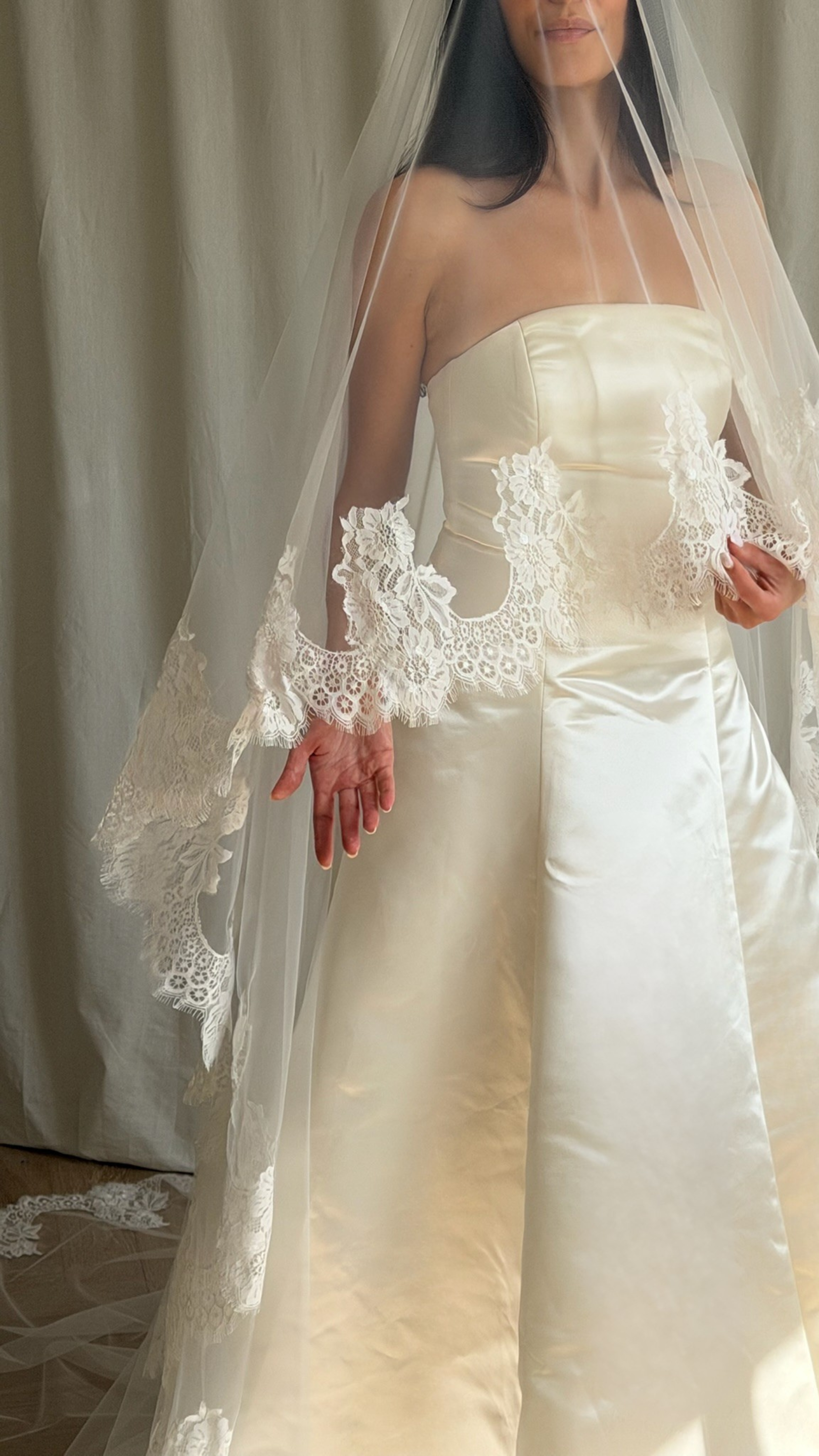 LACE TRIM DROP VEIL (#8006)